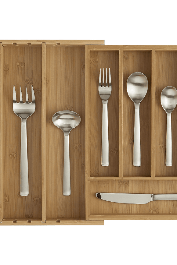 Expandable Bamboo Flatware Tray