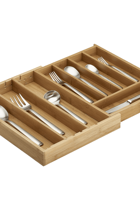 Expandable Bamboo Flatware Tray
